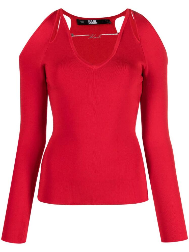 Karl Lagerfeld cut-out logo-charm jumper - Red Cover