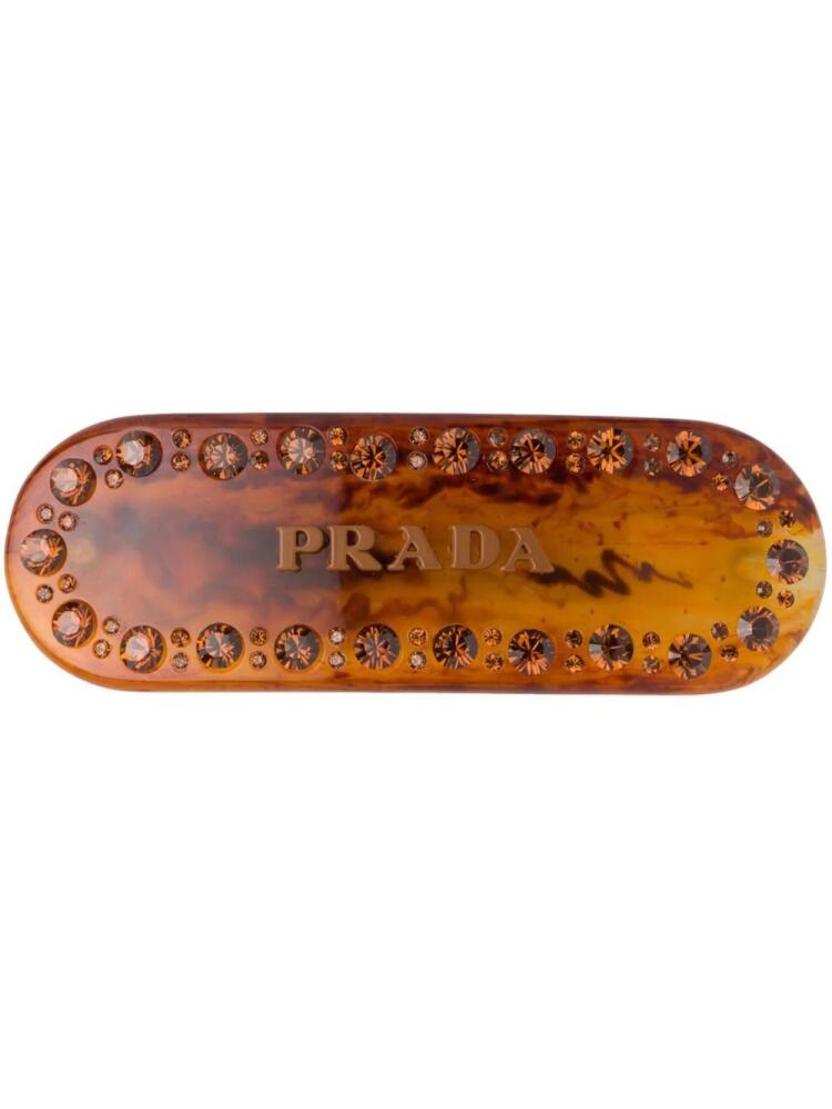 Prada logo-lettering hair clip - Brown Cover