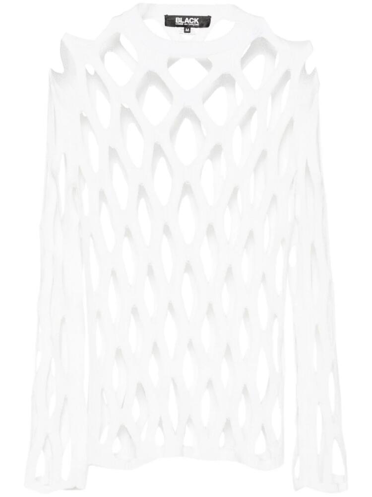 Black Comme Des Garçons open-knit mesh jumper - White Cover