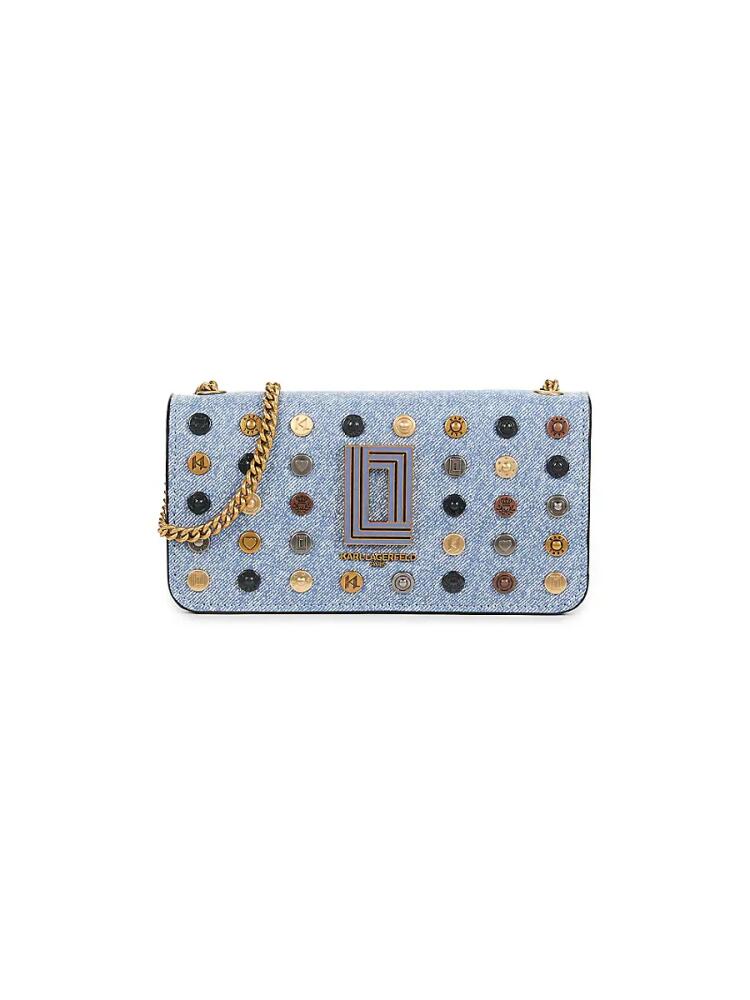 Karl Lagerfeld Paris Women's Studded Denim Wallet On Chain - Denim Multi Cover