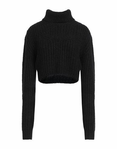 Dsquared2 Woman Turtleneck Black Wool, Acrylic, Polyamide, Alpaca wool, Cow leather Cover