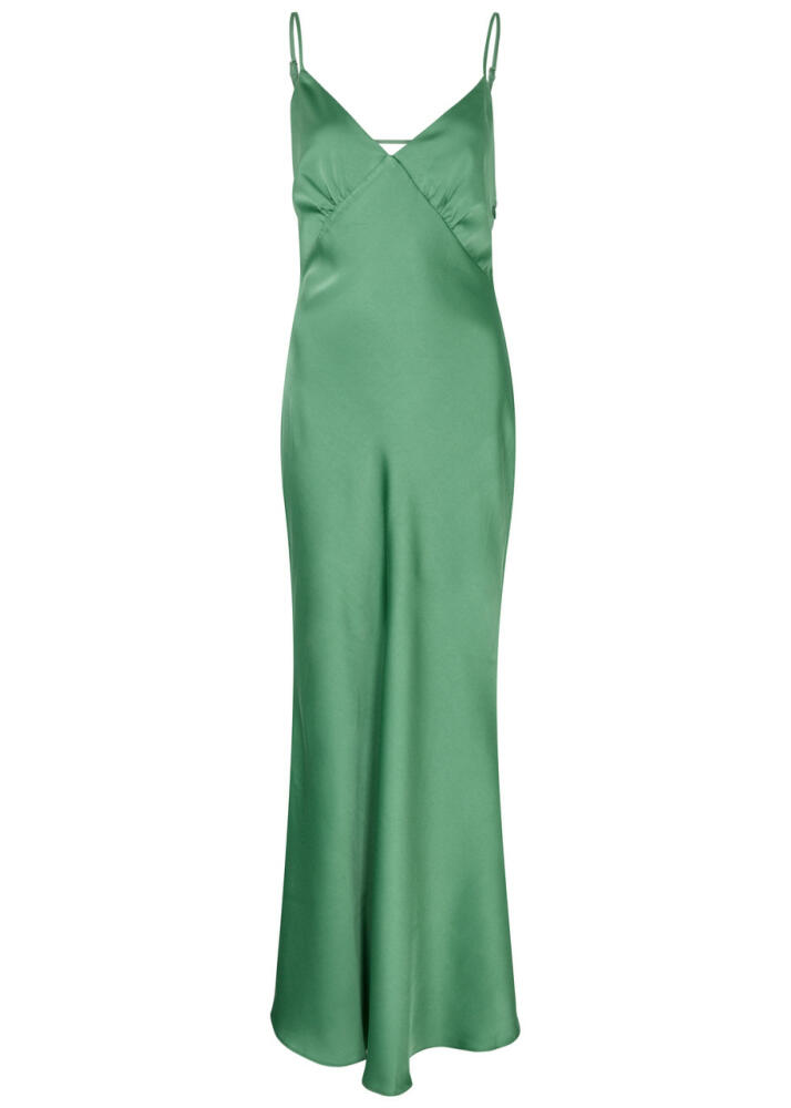 Misha Vida Satin Maxi Slip Dress - Teal Cover