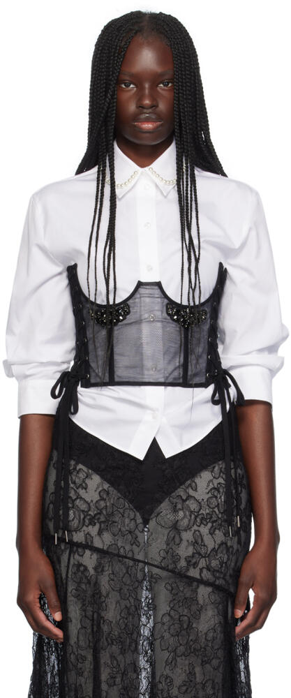 Simone Rocha Black Embellished Short Lace Up Corset Cover