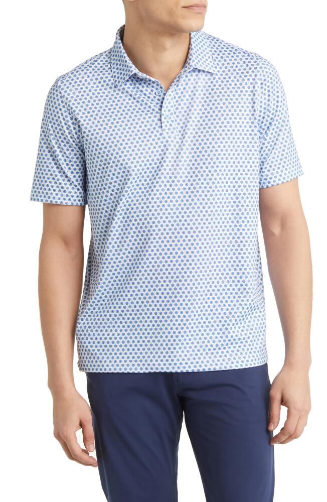 Johnston & Murphy XC4 Floral Medallion Performance Golf Polo in White/Blue Cover