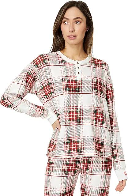 P.J. Salvage Joyful Spirits Plaid Henley (Ivory) Women's Pajama Cover