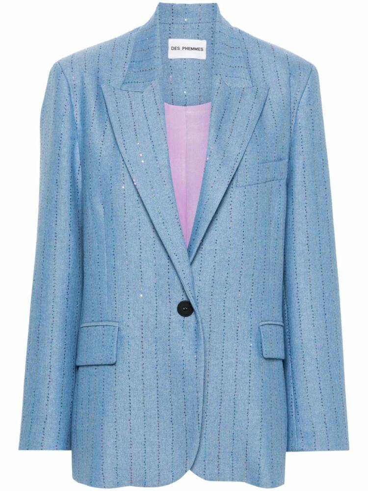 DES PHEMMES sequinned-stripes blazer - Blue Cover