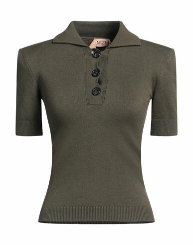 N°21 Woman Sweater Military green Wool, Polyester Cover