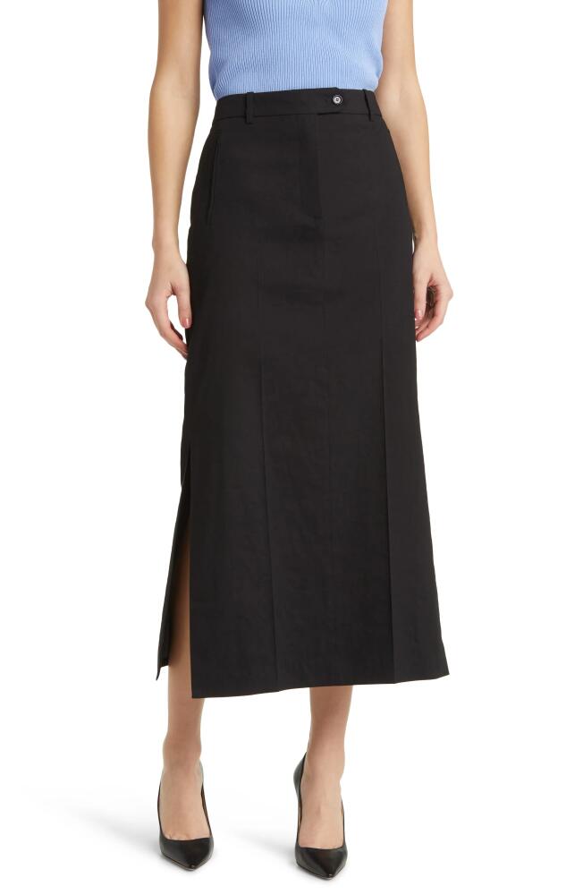 BOSS Vemata Linen Blend Midi A-Line Skirt in Black Cover