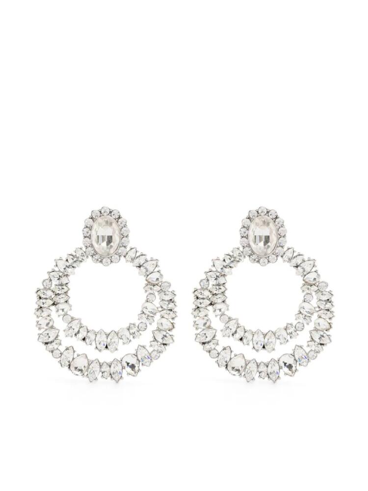 Self-Portrait crystal double-hoop earrings - Silver Cover