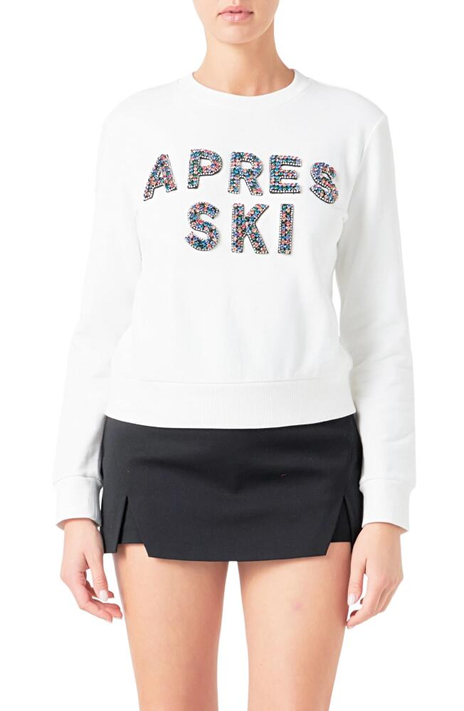 Endless Rose Après Ski Embellished Cotton Sweatshirt in White Cover