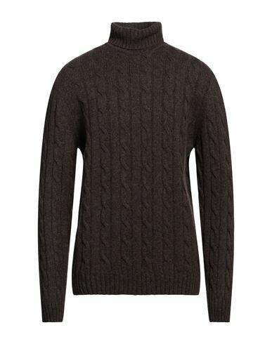 Daniele Fiesoli Man Turtleneck Dark brown Merino Wool Cover