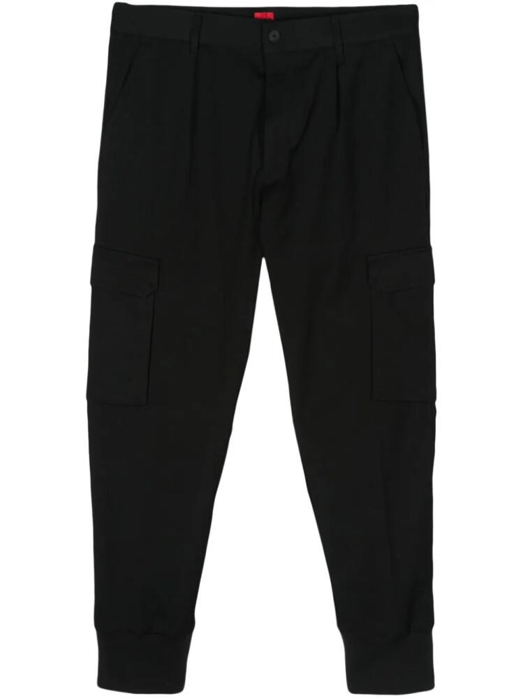 HUGO fine-ribbed cargo pants - Black Cover