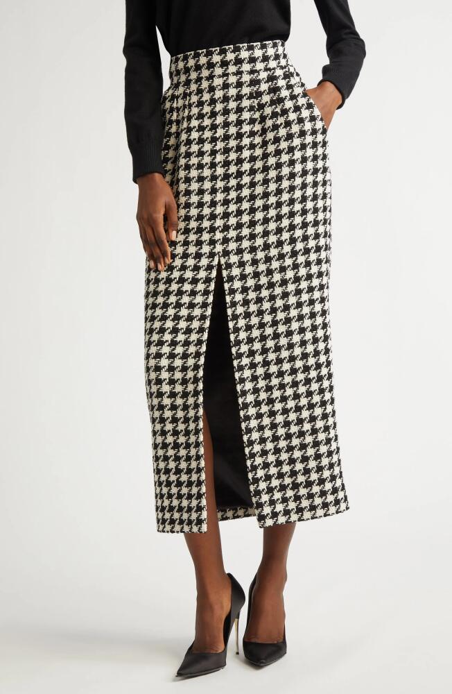 Dolce&Gabbana Macro Houndstooth Long Wool & Cotton Skirt in Quadri-Check-Tartan Cover