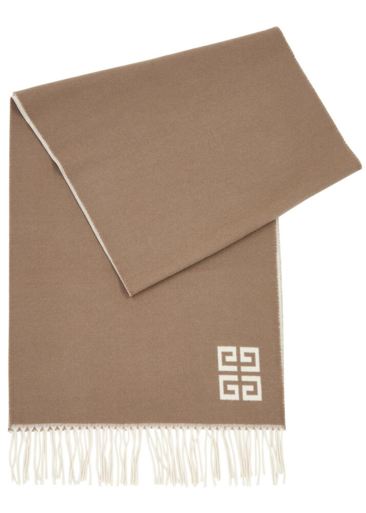 Givenchy 4G Logo-intarsia Wool Scarf - Beige Cover