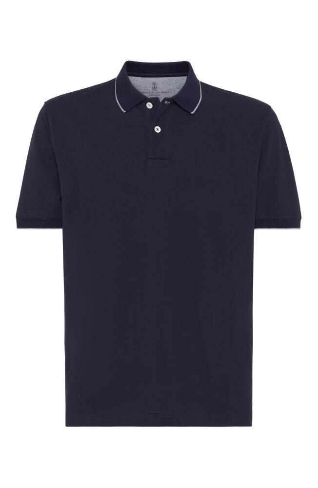 Brunello Cucinelli Piqué polo shirt in Cobalt Cover