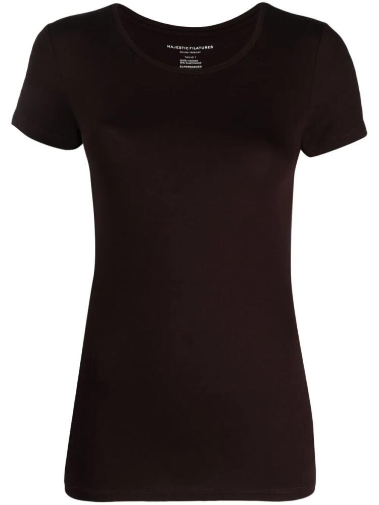 Majestic Filatures satin-finish short-sleeve T-shirt - Brown Cover