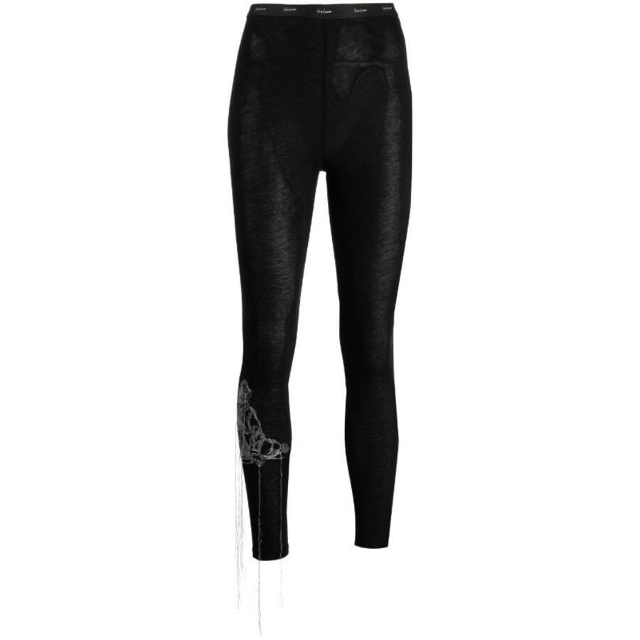 Yohji Yamamoto Ladies Black Decorative-Stitching Cotton Leggings Cover