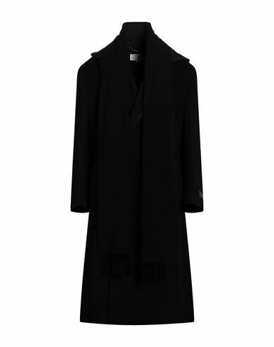 Mm6 Maison Margiela Man Coat Black Virgin Wool, Mohair wool, Polyamide Cover