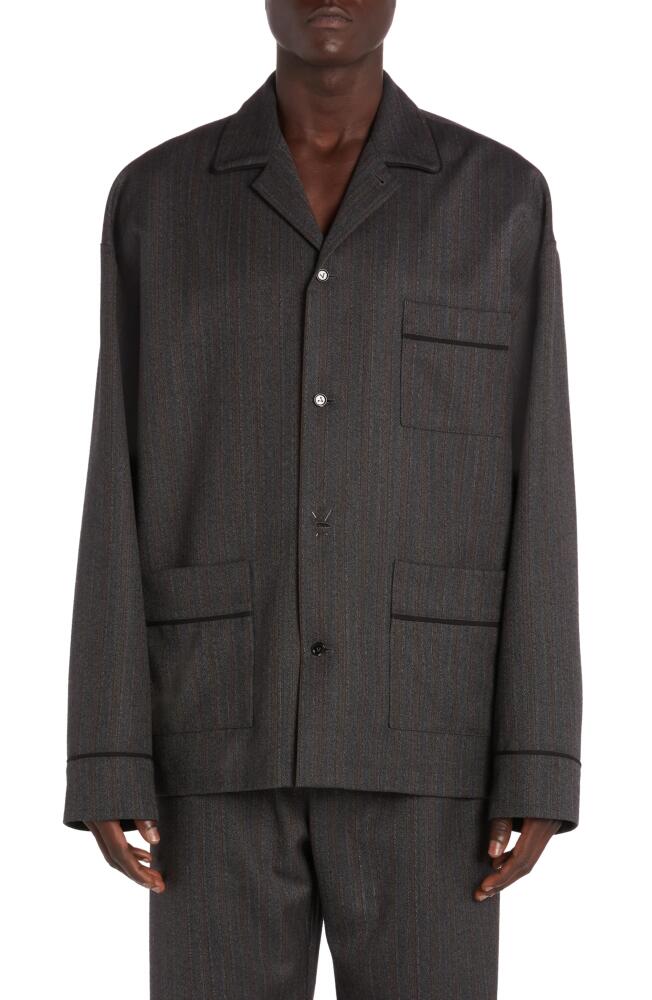 Bottega Veneta Pinstripe Chevron Wool Jacket in 1780 Grey Melange/Red Cover