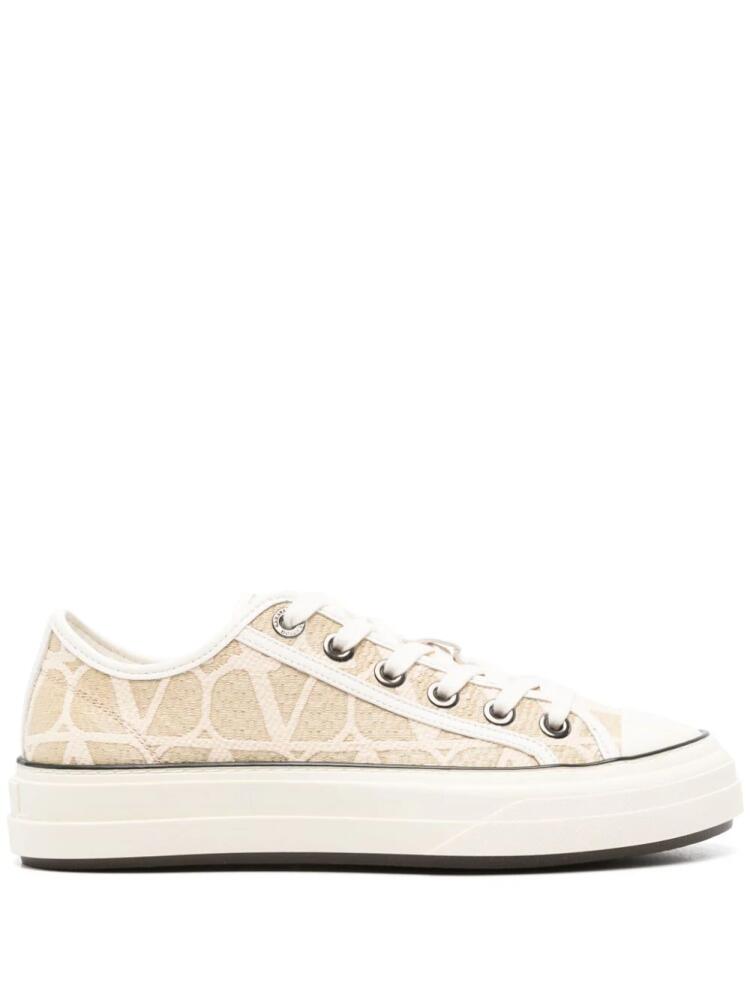 Valentino Garavani Toile Iconographe raffia sneakers - Neutrals Cover