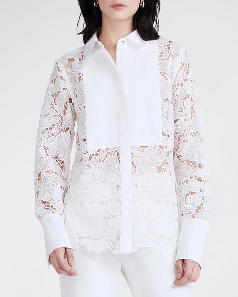 Derek Lam 10 Crosby Megan Long-Sleeve Button-Front Lace Blouse Cover