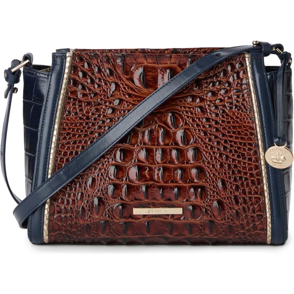 Brahmin Hillary Embossed Leather Crossbody Bag in Navy Cover