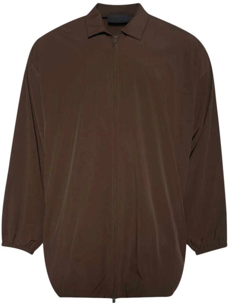 FEAR OF GOD ESSENTIALS logo-appliquéd overshirt - Brown Cover