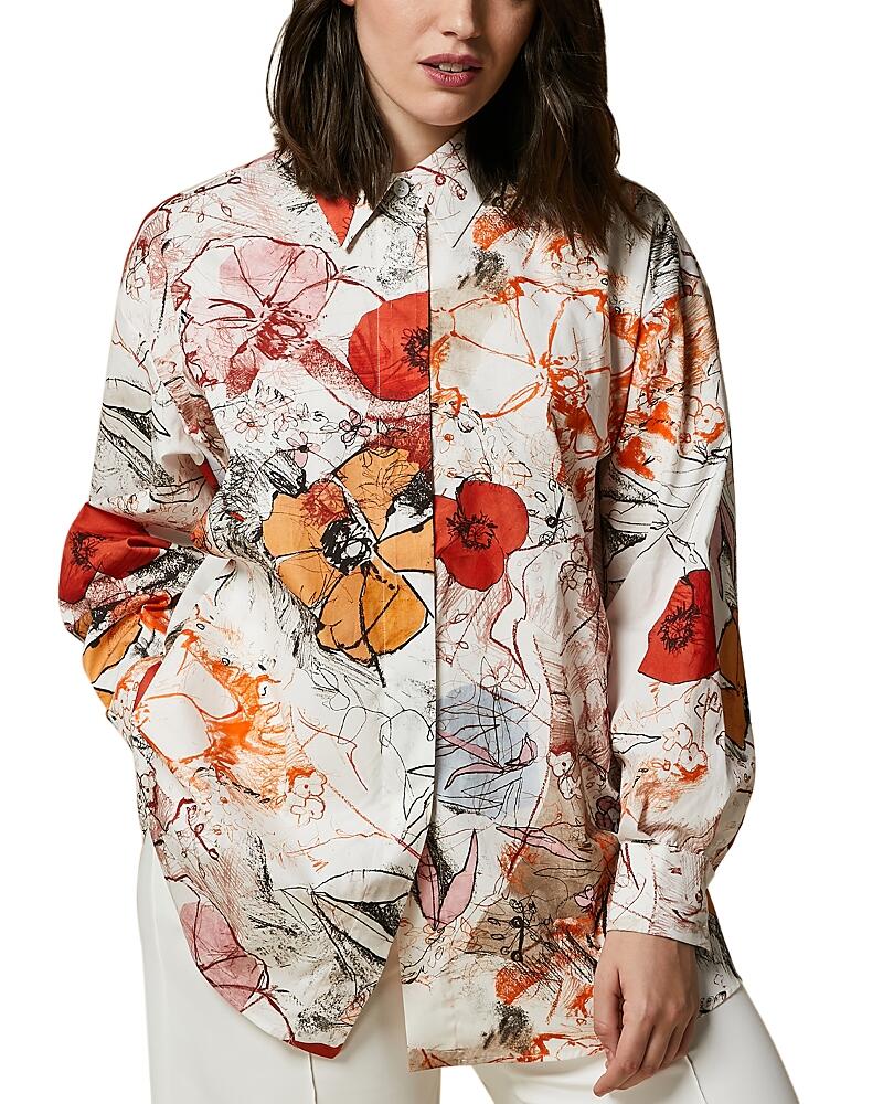 Marina Rinaldi Saggio Floral Poplin Tunic Shirt Cover