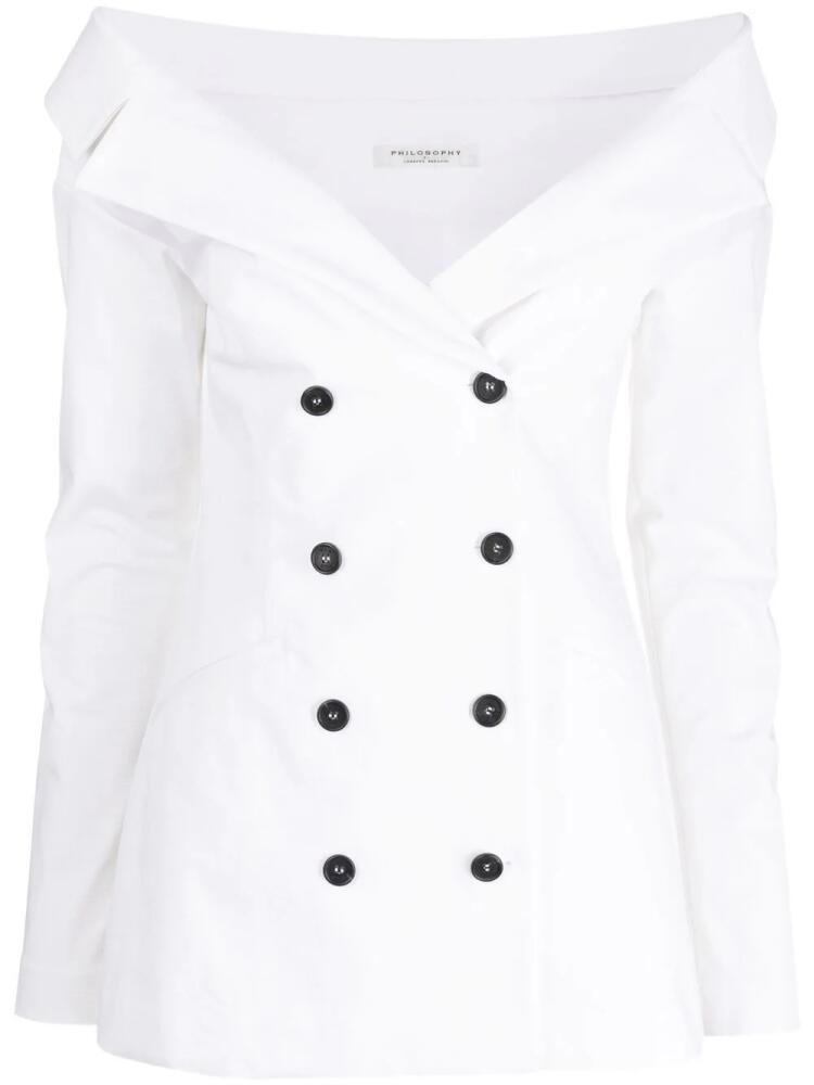 Philosophy Di Lorenzo Serafini off-shoulder double-breasted blazer - White Cover