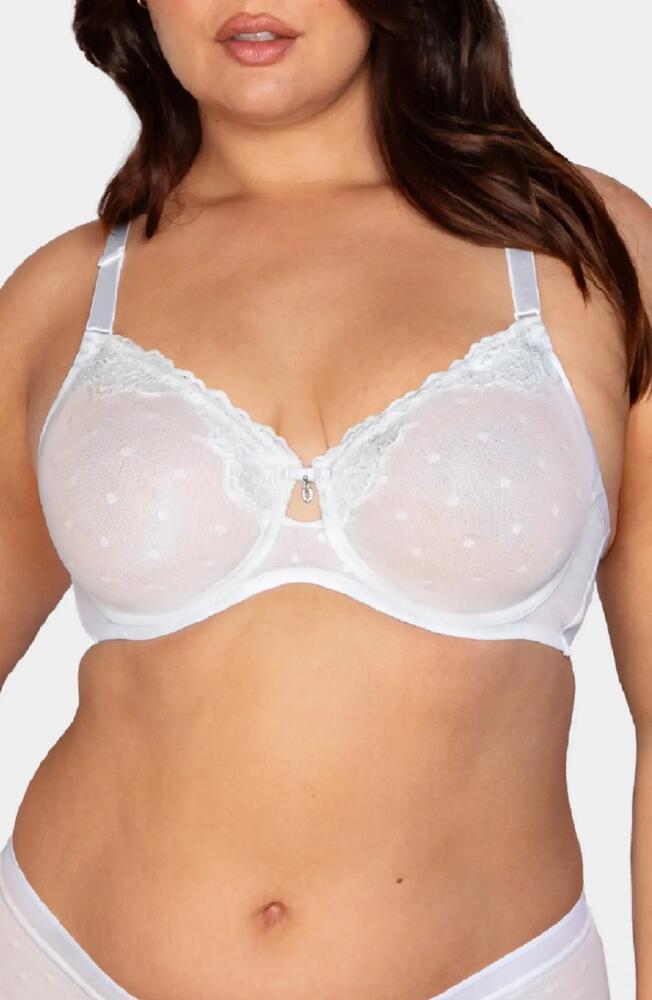 Curvy Couture Sheer Whisper Full Coverage Unlined Underwire Bra in Pearl Cover