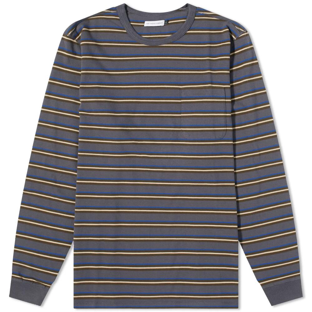 Pop Trading Company Men's Long Sleeve Stripe T-Shirt in Charcoal Cover