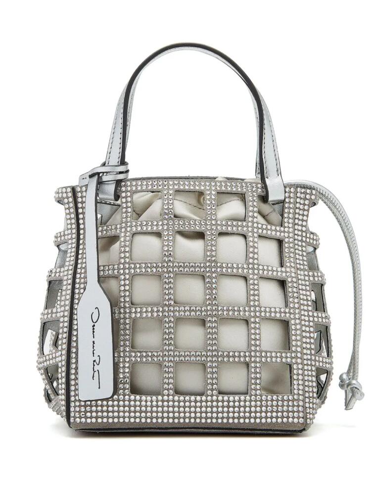 Oscar de la Renta Crystal Grid mini tote bag - Silver Cover