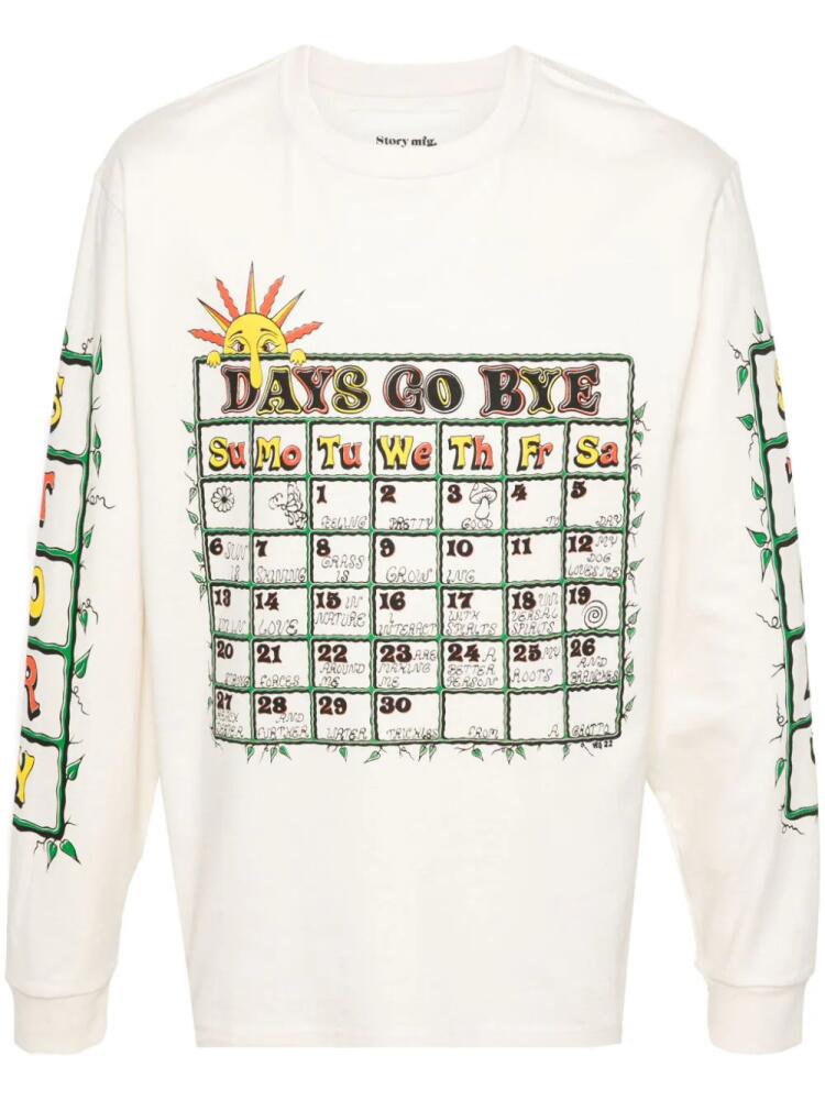 STORY mfg. Grateful Days Go Bye-print T-shirt - Neutrals Cover