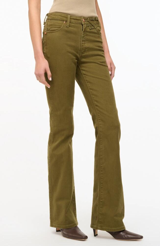 STAUD + Wrangler The Must Flare Leg Jeans in Sergeant Green Cover