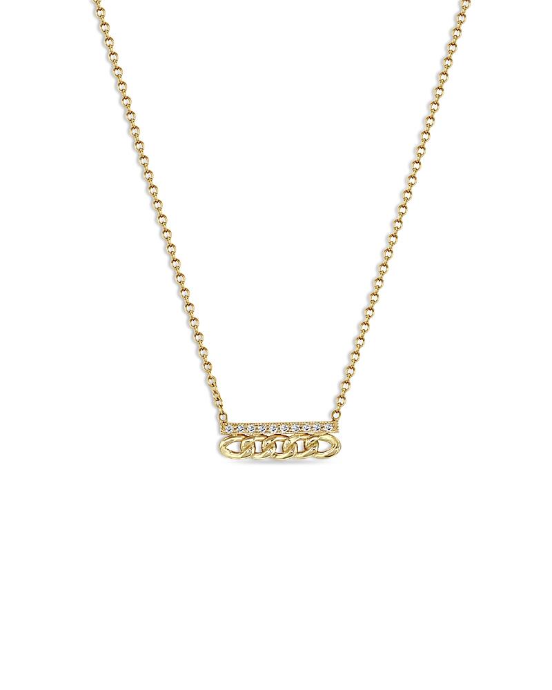 Zoe Chicco 14K Yellow Gold Diamond Curb Link Pendant Necklace, 16-18 Cover