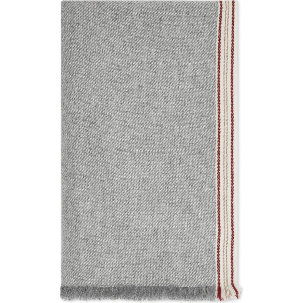 Brunello Cucinelli Cashmere scarf with striped edge in Grey Cover