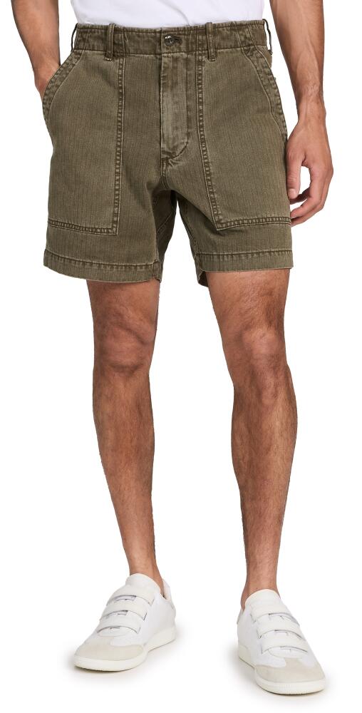 Alex Mill Field Shorts In Herringbone 11 Field Olive Cover