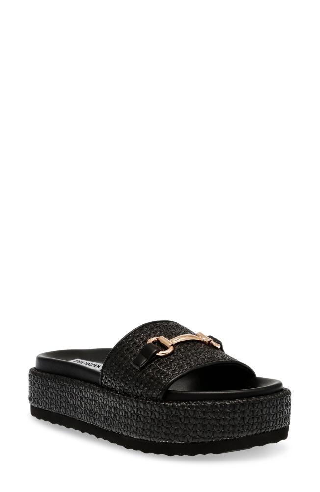 Steve Madden Kayley Platform Slide Sandal in Black Raffia Cover