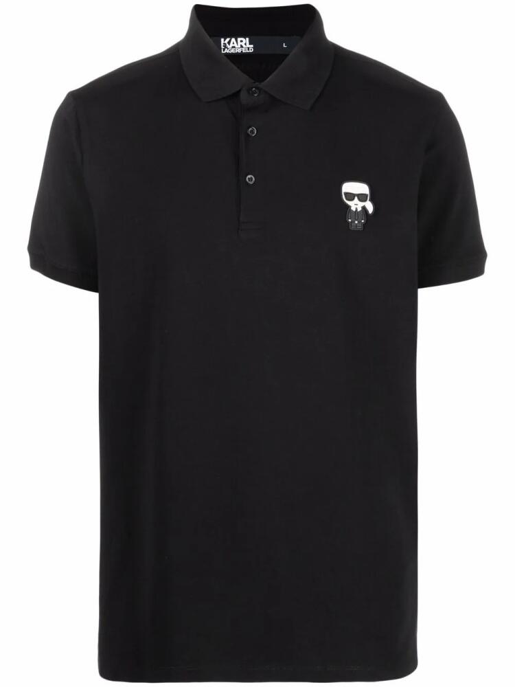 Karl Lagerfeld logo-patch polo shirt - Black Cover