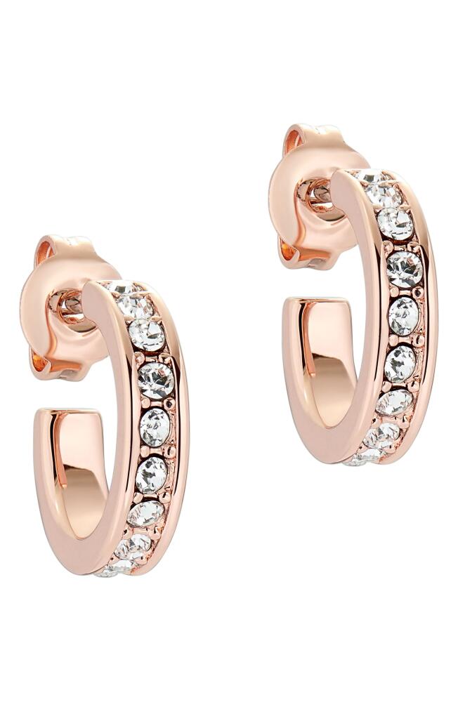 Ted Baker London Seenita Nano Huggie Hoop Earrings in Rose Gold Tone Clear Crystal Cover