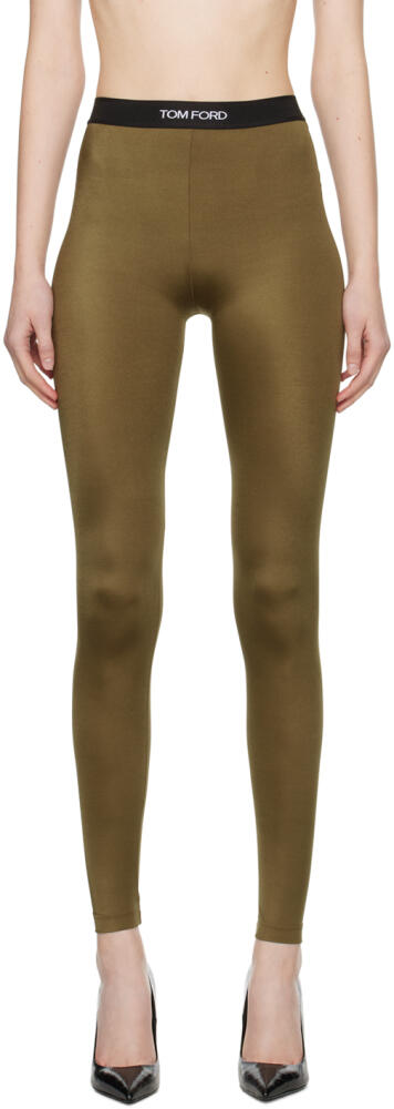 TOM FORD Khaki Lustrous Leggings Cover