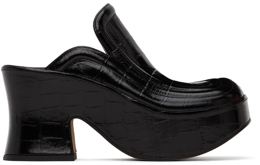 Bottega Veneta Black Croc Wedge Heels Cover