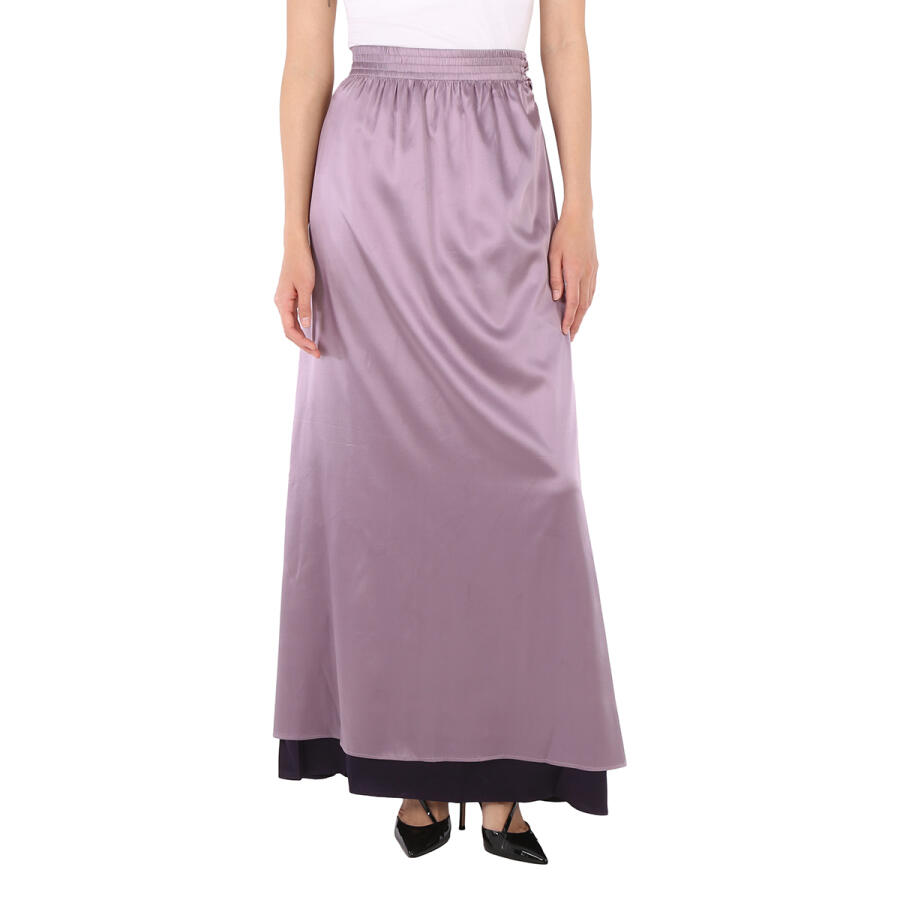 Emporio Armani Empire Waist Lavender Silk Maxi Skirt Cover