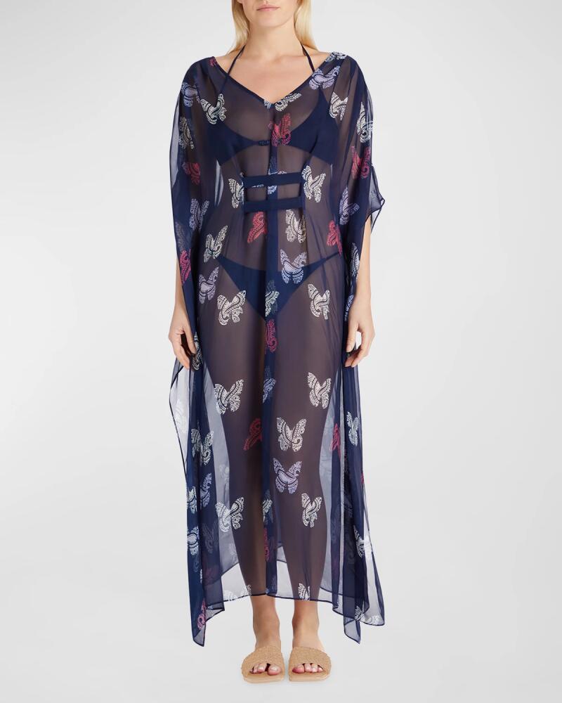 VALIMARE Florence Sheer Butterfly Caftan Coverup Cover