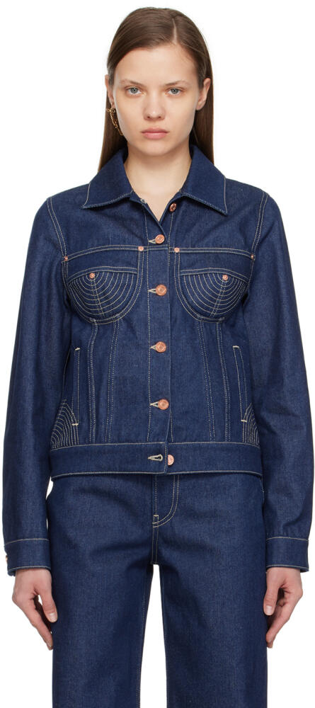 Jean Paul Gaultier Indigo Paneled Denim Jacket Cover