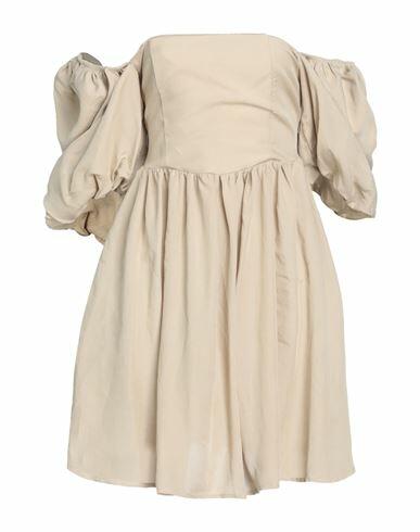 Haveone Woman Mini dress Beige Viscose, Linen Cover