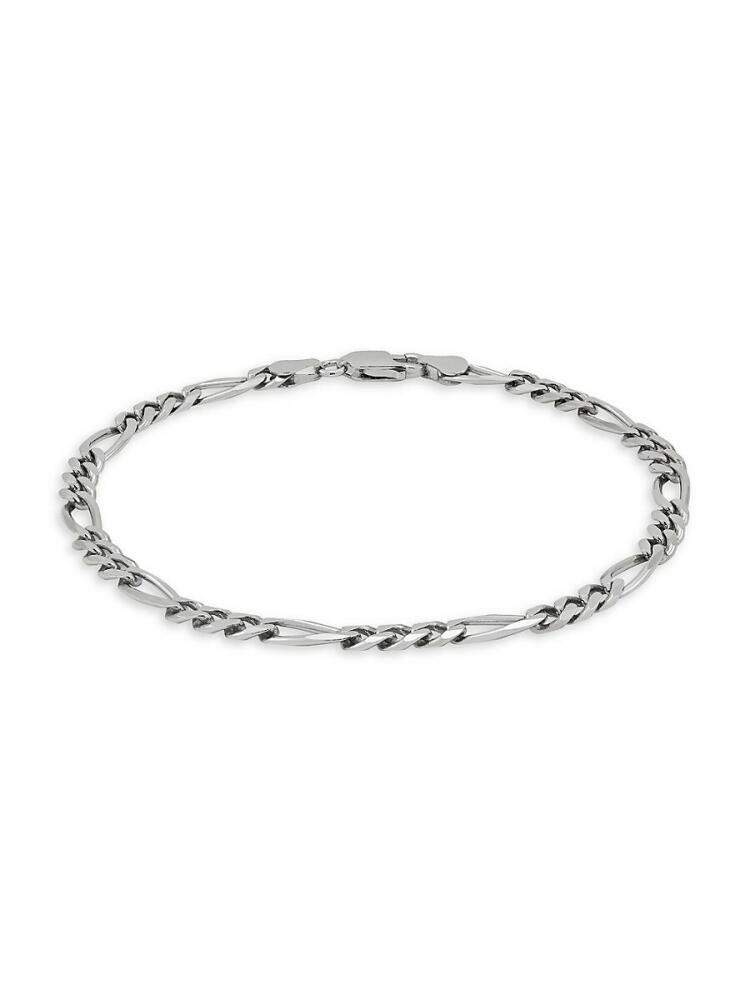 Saks Fifth Avenue Made in Italy Men's Rhodium Plated Sterling Silver Figaro Chain Bracelet Cover