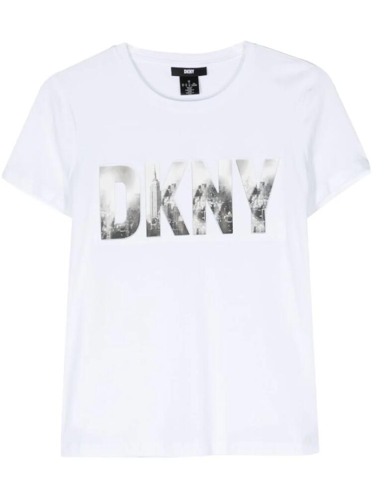 DKNY logo-debossed cotton T-shirt - White Cover