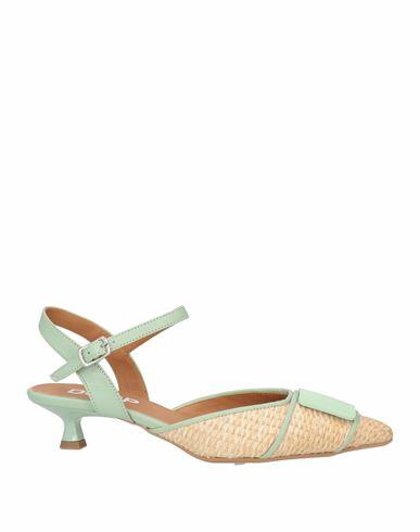 Doop Woman Pumps Light green Natural raffia, Leather Cover