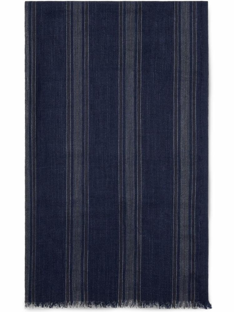 Brunello Cucinelli stripe-pattern silk-blend scarf - Blue Cover